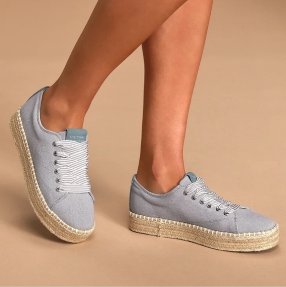 Tretorn Shoes - Tretorn Eve blue denim espadrille platform sneakers